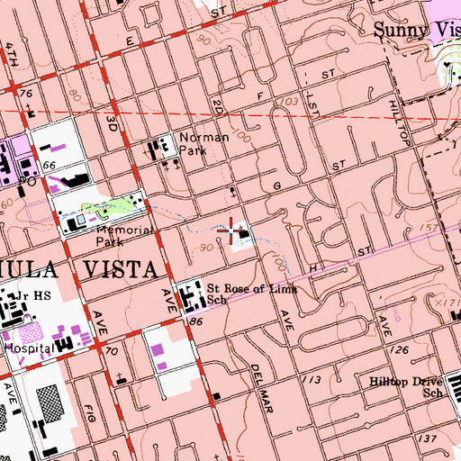 Topographic Map of First Christian Church, CA