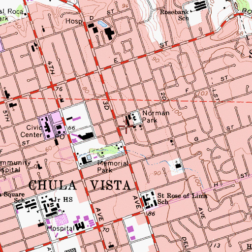 Topographic Map of First Methodist Church, CA