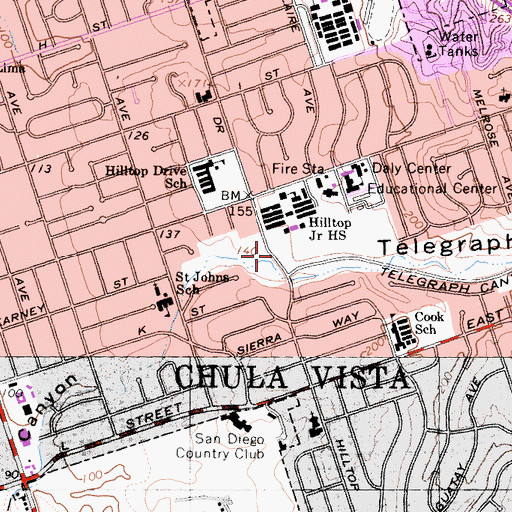 Topographic Map of Hilltop Park, CA