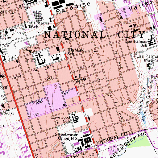 Topographic Map of The Church of Jesus Christ of Latter Day Saints, CA