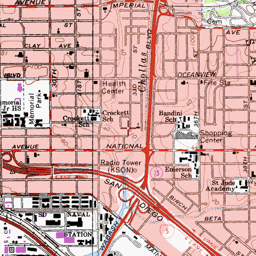 Topographic Map of Ark Missionary Baptist Church, CA