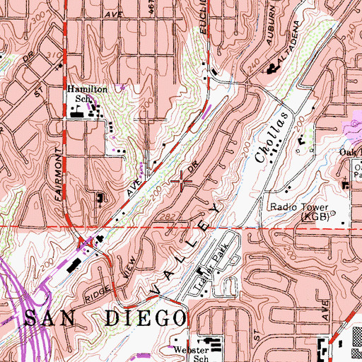 Topographic Map of Chollas Creek, CA