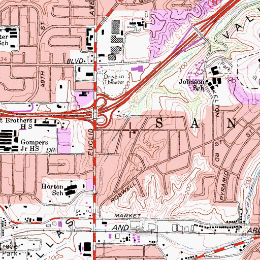 Topographic Map of Emerald Hills, CA