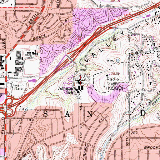 Topographic Map of Emerald Hills Park, CA