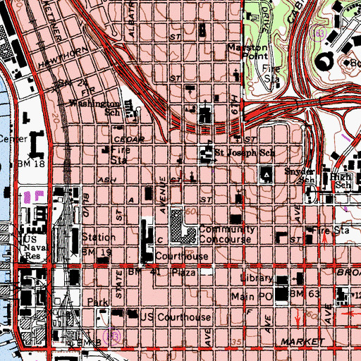 Topographic Map of First Lutheran Church, CA