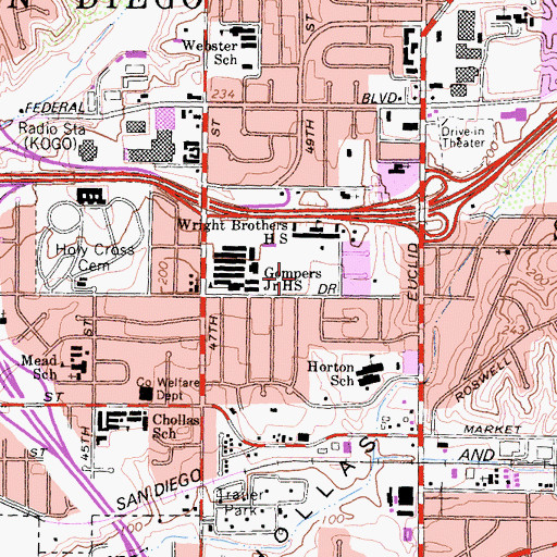 Topographic Map of Gompers Park, CA