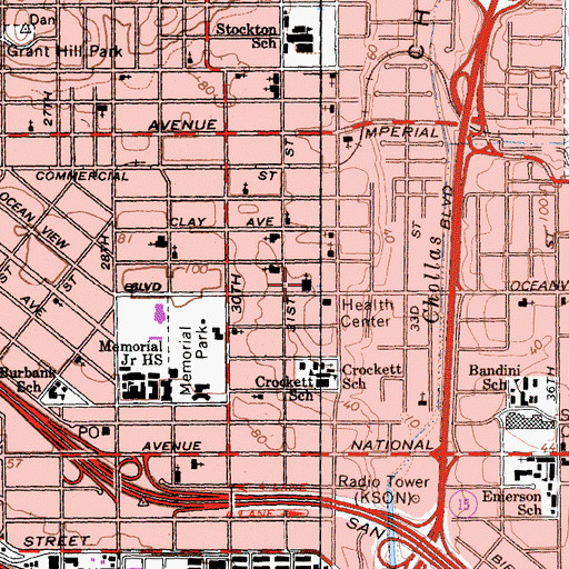 Topographic Map of Greater Trinity Baptist Church, CA