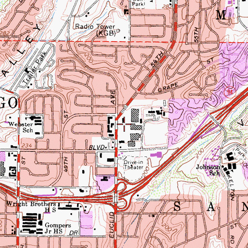 Topographic Map of Metropolitan Shopping Center, CA
