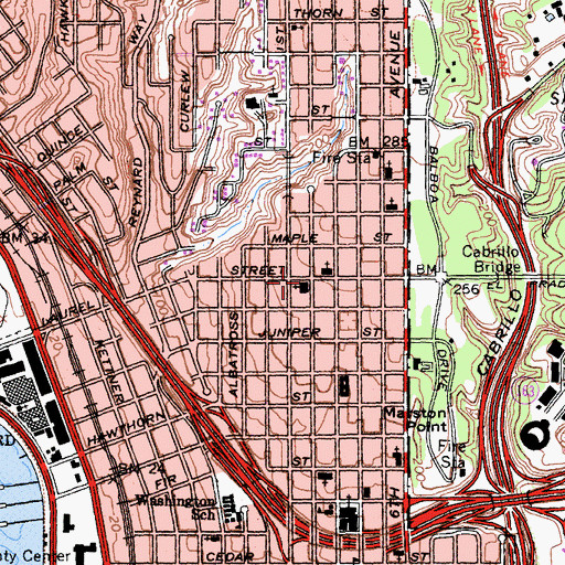 Topographic Map of Metropolitan United Methodist Church, CA