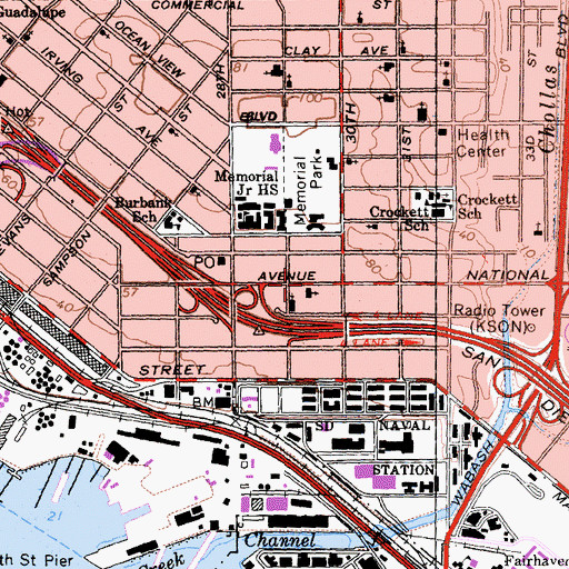 Topographic Map of Phillips Temple Christian Methodist Episcopal Church, CA