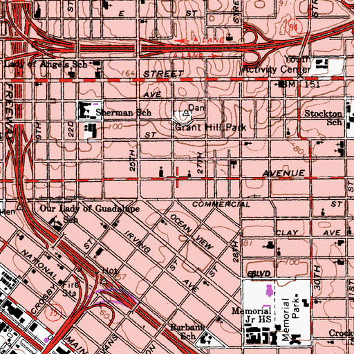 Topographic Map of Saint Mary Baptist Church, CA