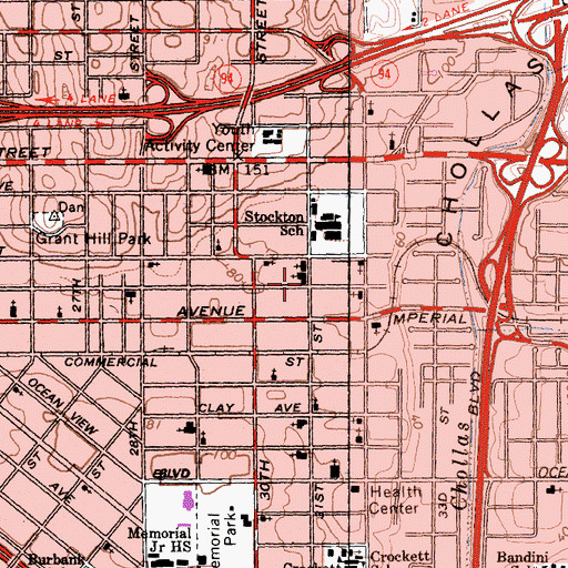 Topographic Map of Saint Paul United Methodist Church, CA