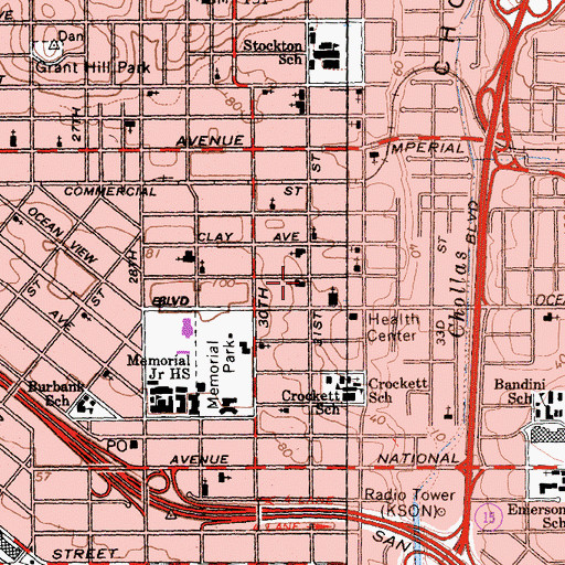 Topographic Map of Seventh Day Adventist Church, CA