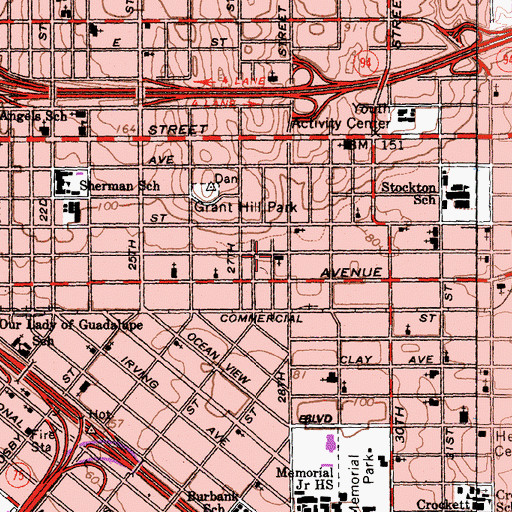 Topographic Map of Shiloh Missionary Baptist Church, CA