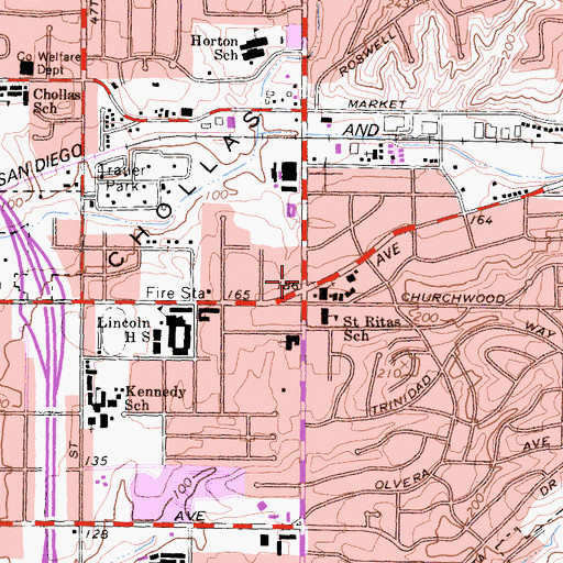 Topographic Map of Valencia Park, CA