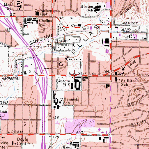 Topographic Map of Lincoln Park, CA