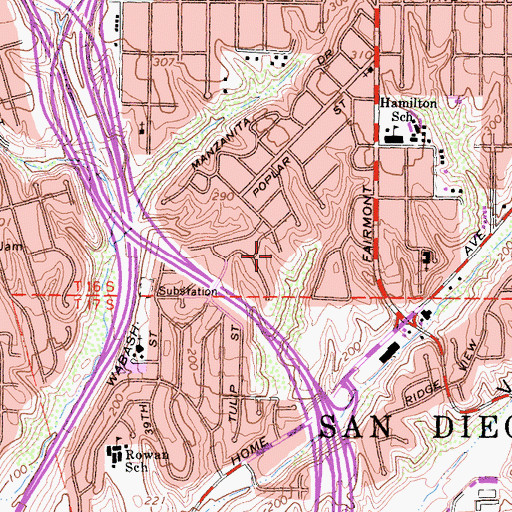 Topographic Map of Azalea Park, CA