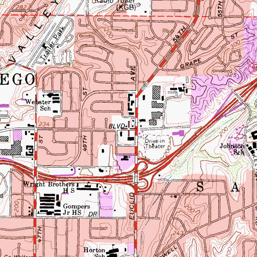 Topographic Map of Bayview Baptist Church, CA
