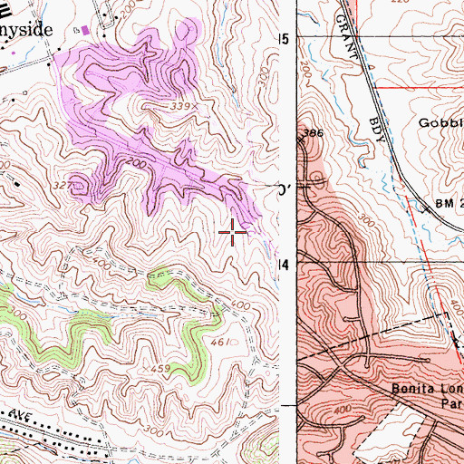 Topographic Map of Bonita Long Canyon Park, CA