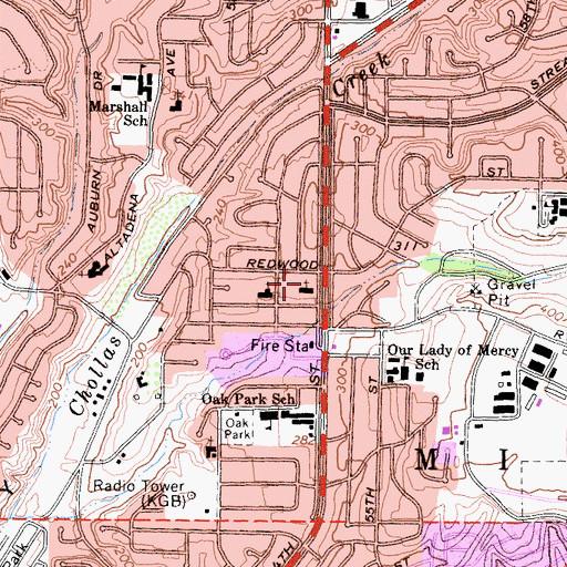 Topographic Map of Calvary Lutheran Church, CA