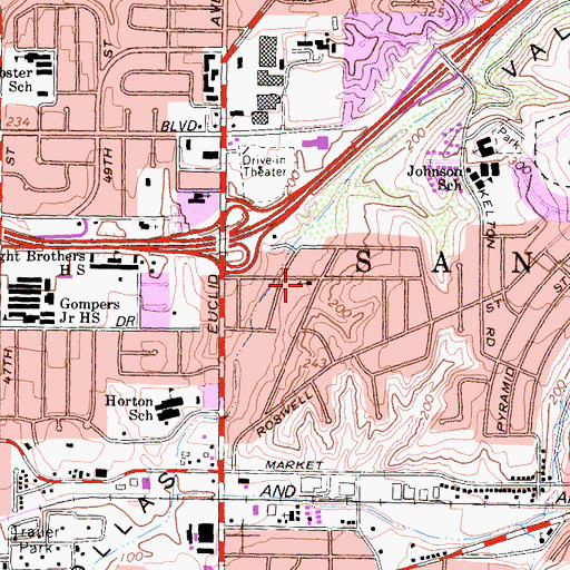 Topographic Map of Christ Temple Church of Christ, CA