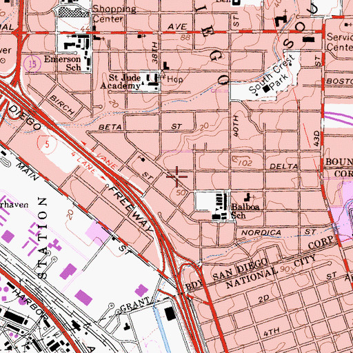 Topographic Map of Ebenezer Missionary Baptist Church, CA