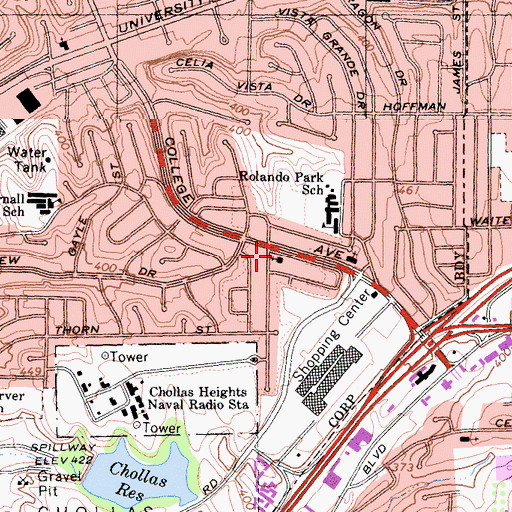 Topographic Map of First Baptist Church, CA