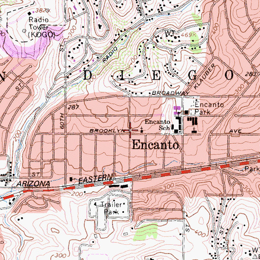 Topographic Map of Grace Missionary Baptist Church, CA
