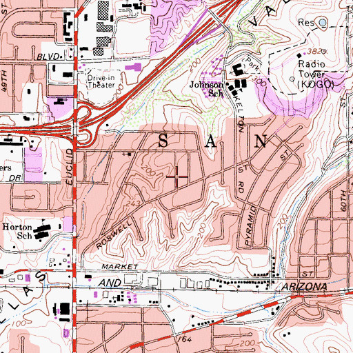 Topographic Map of Greater Life Baptist Church, CA