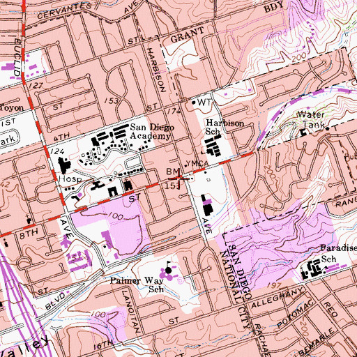 Topographic Map of Harbison Shopping Center, CA