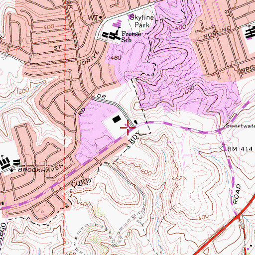 Topographic Map of Highland Park Church, CA