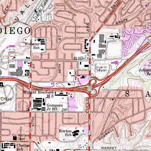 Topographic Map of Our Redeemer Lutheran Church, CA
