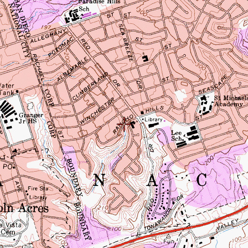 Topographic Map of Saint Timothy Lutheran Church, CA