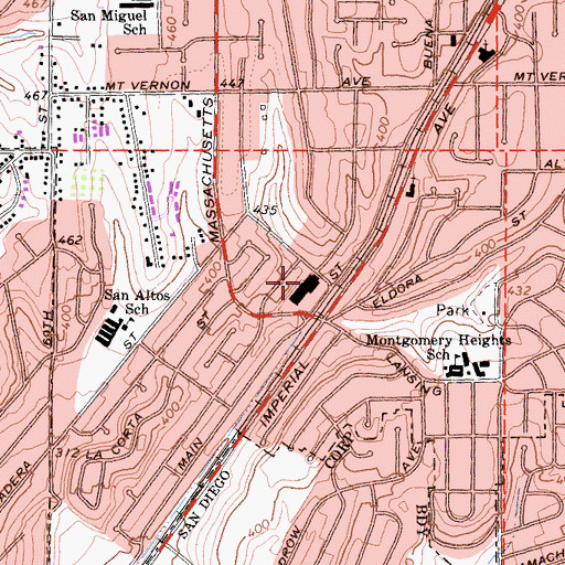Topographic Map of San Altos Shopping Center, CA