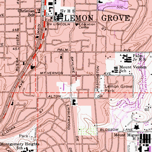 Topographic Map of Sixth Church of Christ Scientist, CA