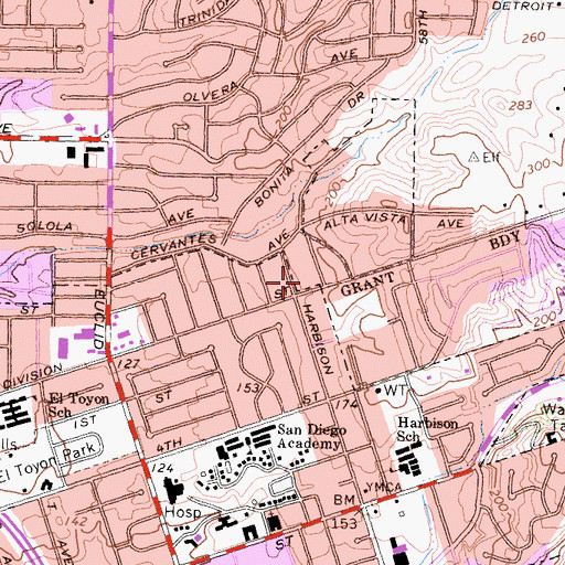 Topographic Map of True Light Apostolic Church, CA