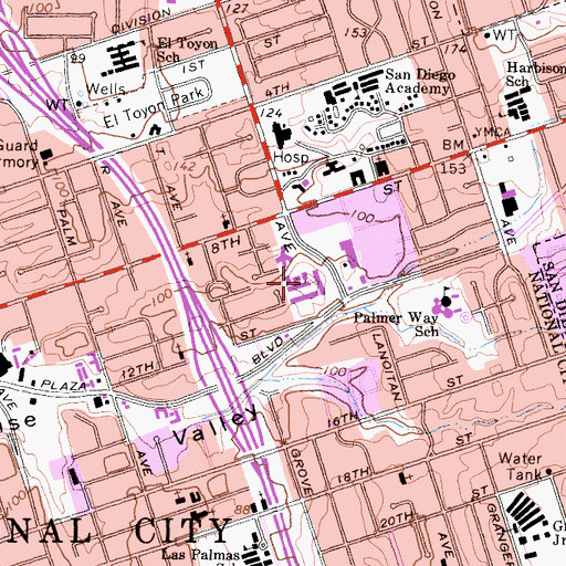 Topographic Map of Windmill Plaza Shopping Center, CA