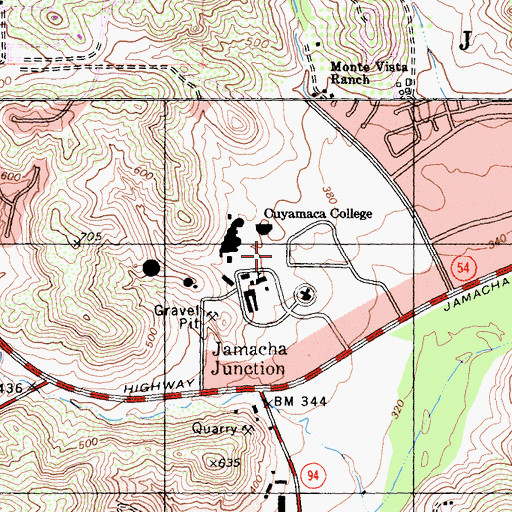 Topographic Map of Cuyamaca College, CA