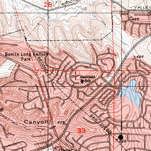 Topographic Map of Eastlake Elementary School, CA