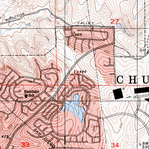 Topographic Map of Eastlake Reservoir, CA