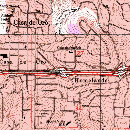 Topographic Map of Rancho San Diego Village Shopping Center, CA