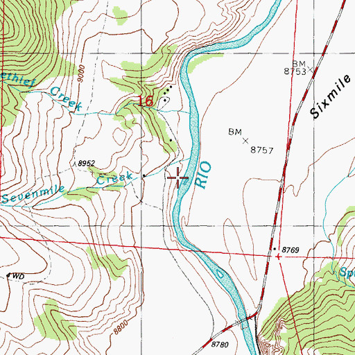 Topographic Map of Sevenmile Creek, CO