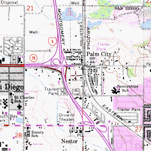 Topographic Map of Bethany Assembly of God Church, CA
