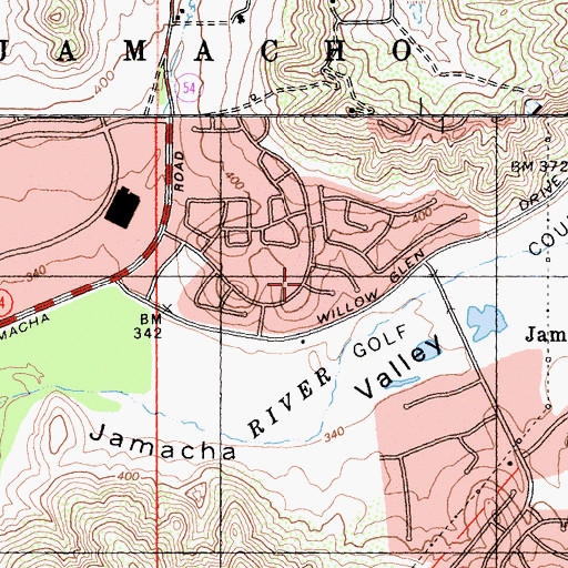 Topographic Map of Cottonwood Three County Park, CA