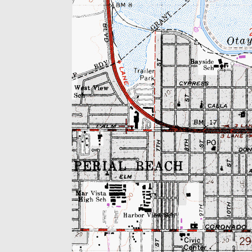 Topographic Map of Imperial Beach Chamber of Commerce, CA