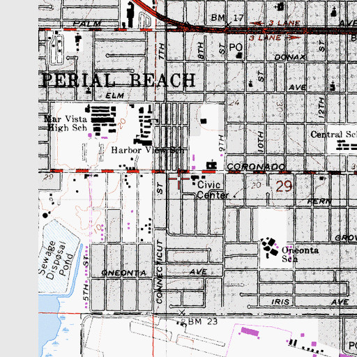 Topographic Map of Imperial Beach City Hall, CA