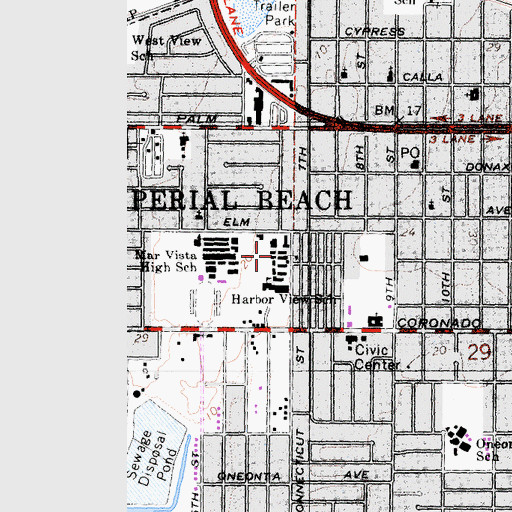 Topographic Map of Imperial Beach Elementary School, CA