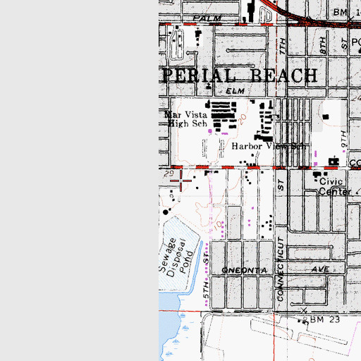 Topographic Map of Imperial Beach Sports Park, CA