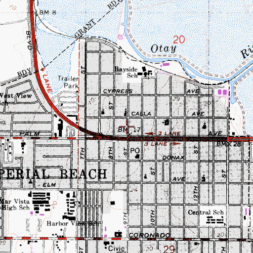Topographic Map of Imperial Shopping Center, CA