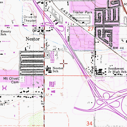 Topographic Map of Nestor Park, CA